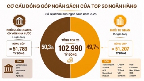 Công bố 20 ngân hàng nộp ngân sách lớn nhất