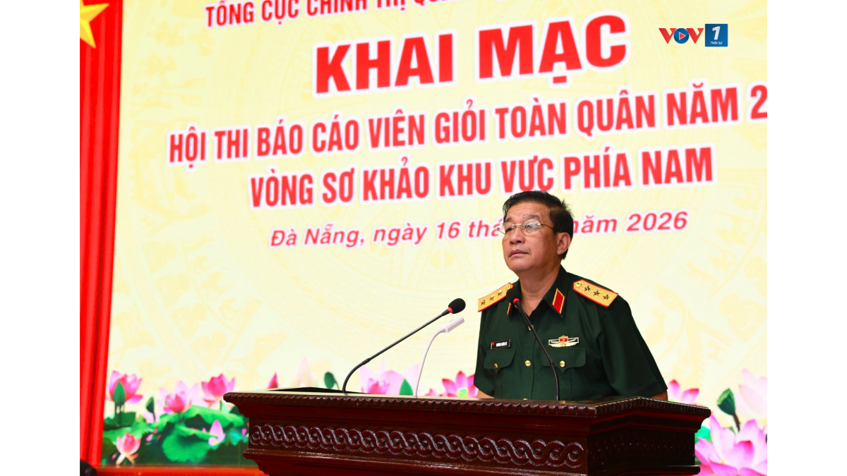 Thượng tướng Trương Thiên Tô, Phó Chủ nhiệm Tổng cục Chính trị QĐND Việt Nam phát biểu khai mạc