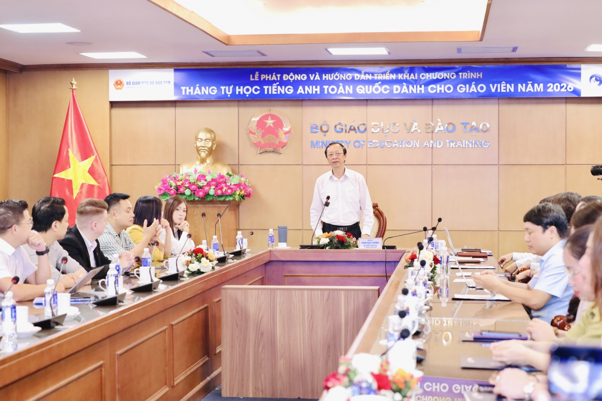 Thứ trưởng Bộ GD-ĐT Phạm Ngọc Thưởng phát biểu tại lễ phát động_Ảnh MOET
