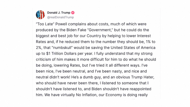 Tổng thống Trump bóng gió khả năng sa thải Chủ tịch Fed Jerome Powell