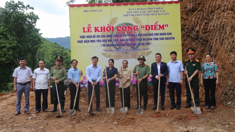 Thái Nguyên: Khởi công đề án xóa 1.000 nhà tạm, dột nát từ kinh phí của Bộ Công an