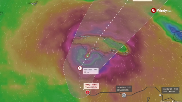 Bão Melissa mạnh lên cấp 4, hướng thẳng Jamaica với sức gió 220 km/h