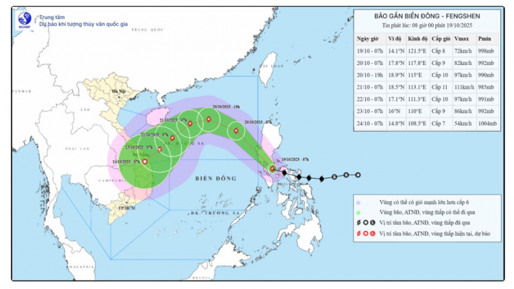 Tin bão trên biển Đông- cơn bão Fengshen