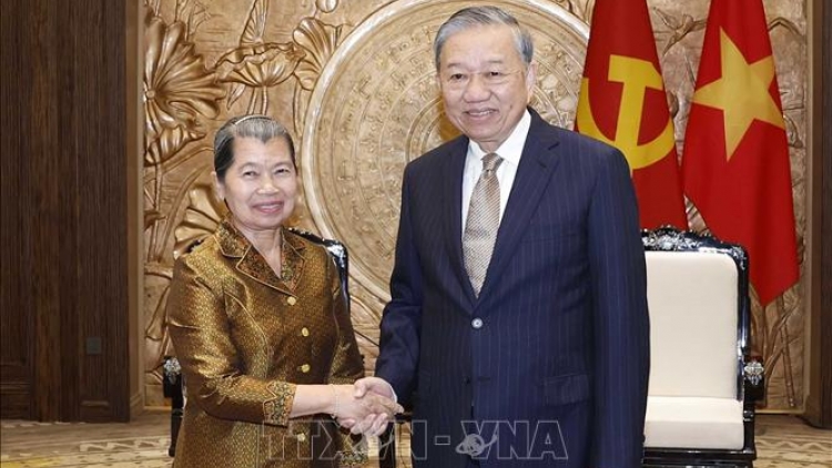 Tổng Bí thư Tô Lâm tiếp Đoàn đại biểu Đảng Nhân dân Campuchia