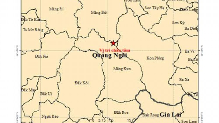 Động đất 3,6 độ Richter ở xã Măng Bút, rung lắc lan xa tới ven biển Quảng Ngãi