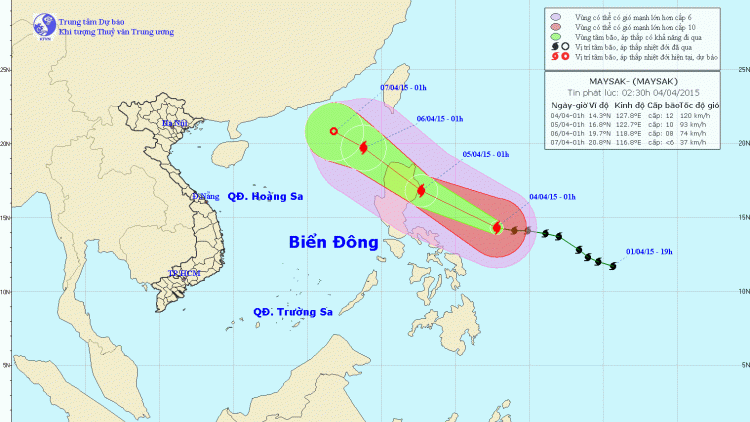 Tin  bão gần biển Đông lúc 05h00 ngày 04/4/2015