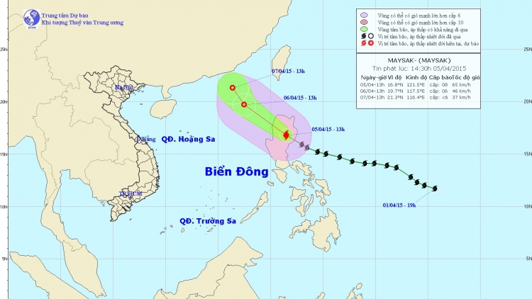 Thời sự chiều ngày 05/4/2015: Dự kiến, đêm nay bão MAYSAK sẽ đi vào biển Đông và trở thành cơ bão đầu tiên trong năm nay.