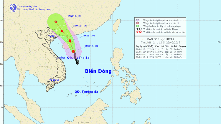 Thời sự trưa ngày 22/6/2015: Do ảnh hưởng của cơn bão số 1, vùng biển phía bắc quần đảo Hoàng Sa có gió giật cấp 10, 11