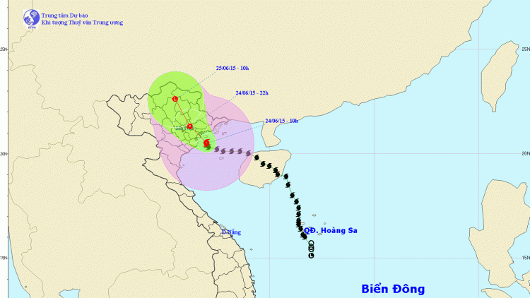 Tin về cơn bão số 1 lúc 12H00 ngày 24/6/2015