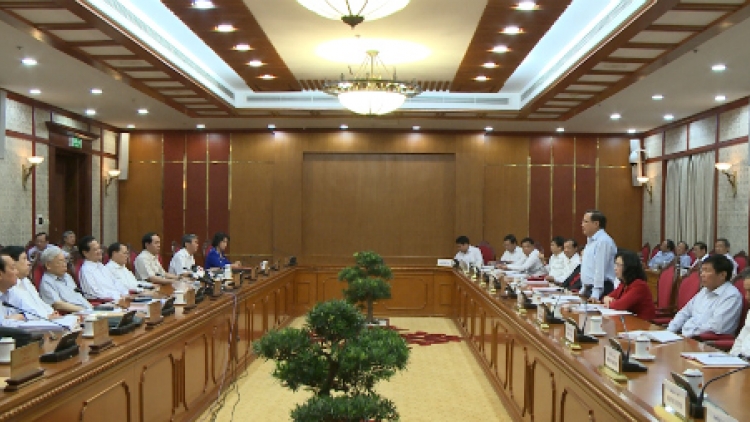 Bộ Chính trị làm việc với Ban Thường vụ Thành ủy Hà Nội cho ý kiến về công tác chuẩn bị Đại hội Đại biểu lần thứ XVI Đảng bộ Thành phố Hà Nội