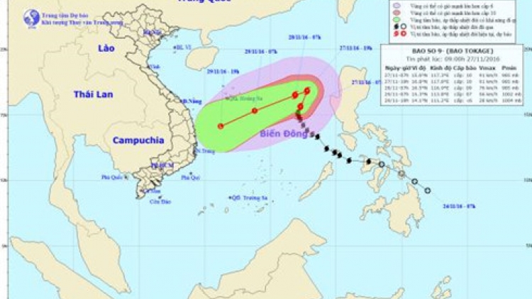 Bão số 9 liên tục đổi hướng, được dự báo là cơn bão rất nguy hiểm (Thời sự trưa 27/11/2016)