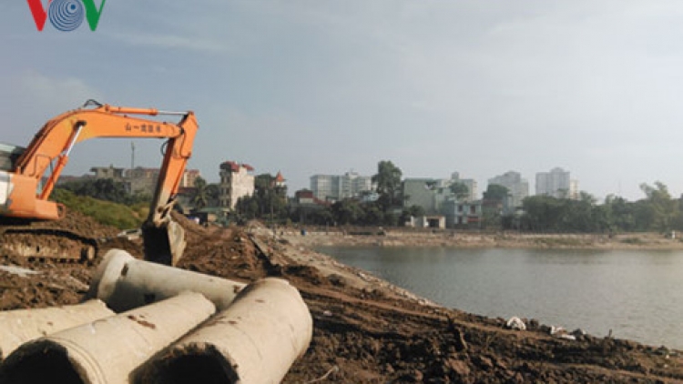 Sau 5 năm triển khai, Dự án cải tạo hồ Định Công, quận Hoàng Mai, Hà Nội vẫn chưa xong (3/11/2016)