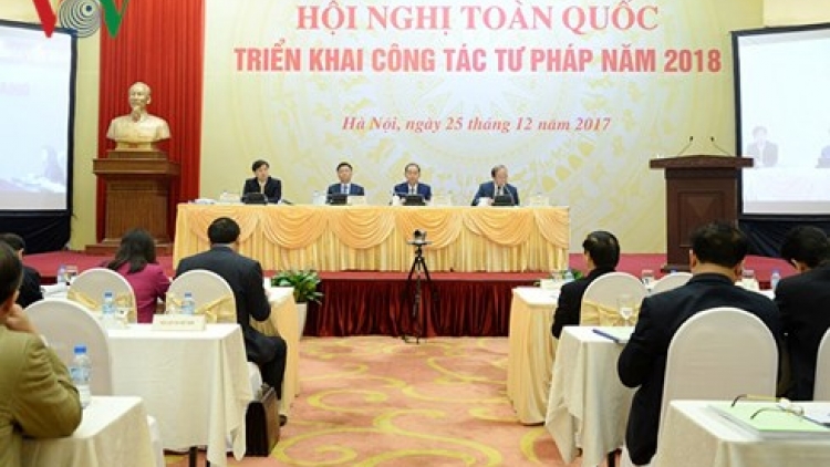Chủ tịch nước Trần Đại Quang chủ trì Hội nghị trực tuyến toàn quốc triển khai công tác tư pháp năm 2018 (Thời sự chiều 25/12/2017)