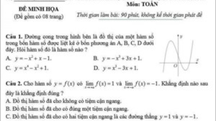 Bộ Giáo dục và Đào tạo chính thức công bố đề thi minh họa theo dạng bài thi sẽ sử dụng trong kỳ thi Trung học phổ thông Quốc gia sắp tới (Thời sự chiều 14/5/2017)