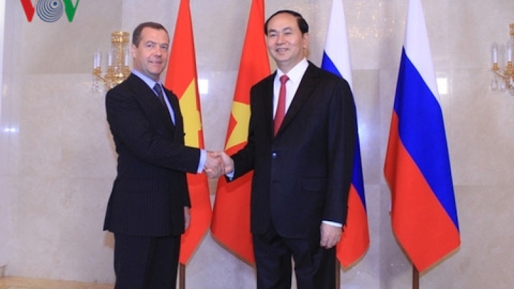 Chủ tịch nước Trần Đại Quang hội kiến với Thủ tướng Liên bang Nga Medvedev (Thời sự đêm 29/6/2017)