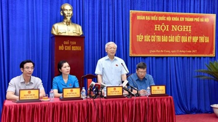 Tổng Bí thư Nguyễn Phú Trọng tiếp xúc cử tri quận Hai Bà Trưng, Hà Nội, báo cáo kết quả kỳ họp thứ 3, Quốc hội khóa 14 (Thời sự trưa 23/6/2017)