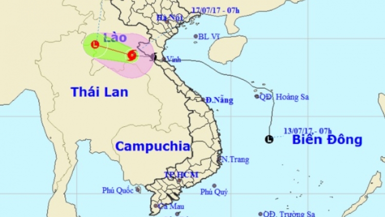 Bão số 2 đã vượt qua khu vực biên giới Việt-Lào và đi sang khu vực Trung Lào (Thời sự trưa 17/7/2017)