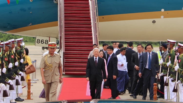 Tổng Bí thư Nguyễn Phú Trọng bắt đầu chuyến thăm cấp Nhà nước Cộng hòa Liên bang Myanmar theo lời mời của Tổng thống Tin Chô (Thời sự chiều 24/8/2017)