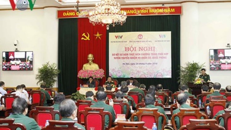 Sơ kết tuyên truyền nhiệm vụ quân sự, quốc phòng trên VOV, VTV (Thời sự đêm 24/9/2018)