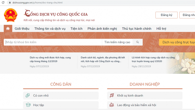 Cổng dịch vụ công Quốc gia: Dấu ấn Cải cách thủ tục hành chính 2019 (26/12/2019)