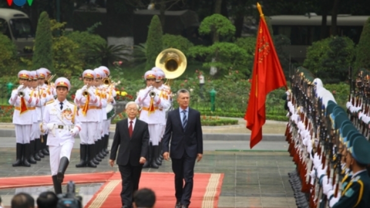 Tổng Bí thư, Chủ tịch nước Nguyễn Phú Trọng đón và hội đàm với Tổng thống Argentina Mauricio Macri (Thời sự trưa 20/2/2019)