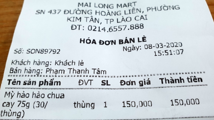 Trục lợi 700 nghìn đồng từ bán mì tôm, siêu thị ở Lào Cai bị phạt 20 triệu đồng (14/3/2020)