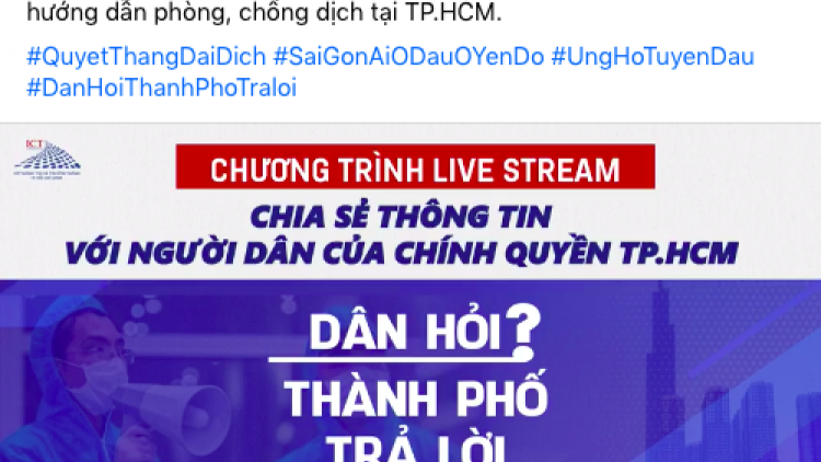 TPHCM: Mong lãnh đạo lắng nghe ý kiến người dân qua chương trình “Dân hỏi – thành phố trả lời” (25/8/2021)