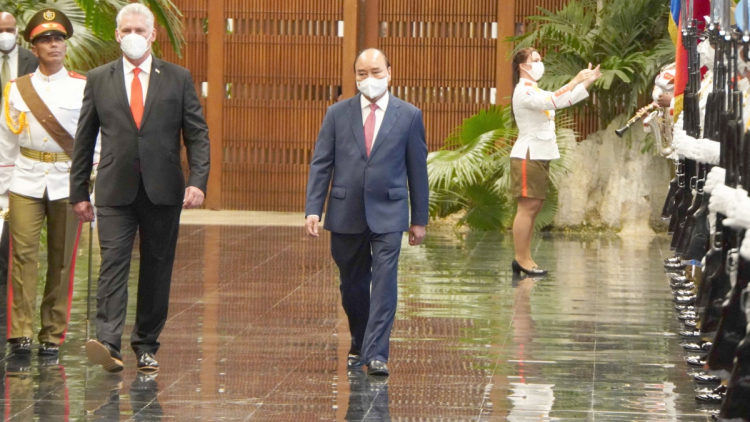 Lễ đón trọng thể Chủ tịch nước Nguyễn Xuân Phúc thăm chính thức Cuba (20/09/2021)