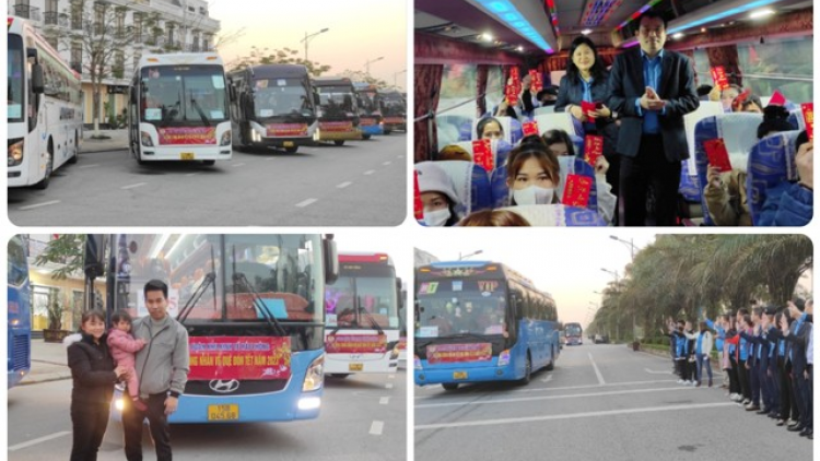 Hải Phòng: Hơn 60 chuyến xe đưa công nhân ở xa về quê ăn Tết (15/1/2023)