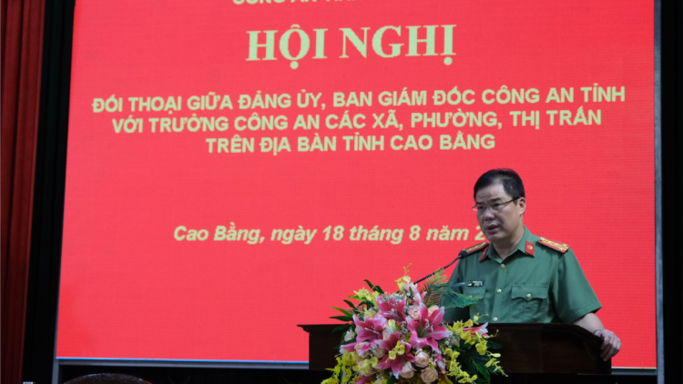 Giám đốc Công an tỉnh Cao Bằng đối thoại Trưởng Công an cấp xã (18/8/2023)