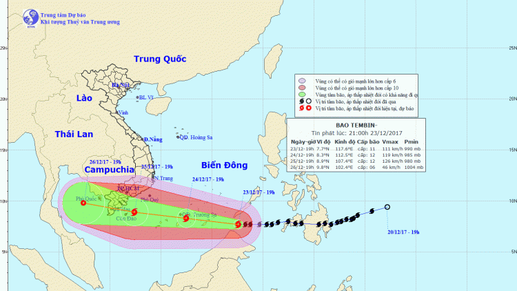 Dự báo đêm 25/12, bão Tembin sẽ đổ bộ vào các tỉnh Nam Bộ với cường độ mạnh (Thời sự đêm 23/12/2017)
