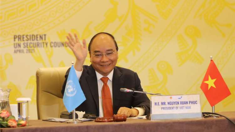 Chủ tịch nước Nguyễn Xuân Phúc chủ trì phiên thảo luận cấp cao mở của
HĐBA LHQ (19/4/2021)