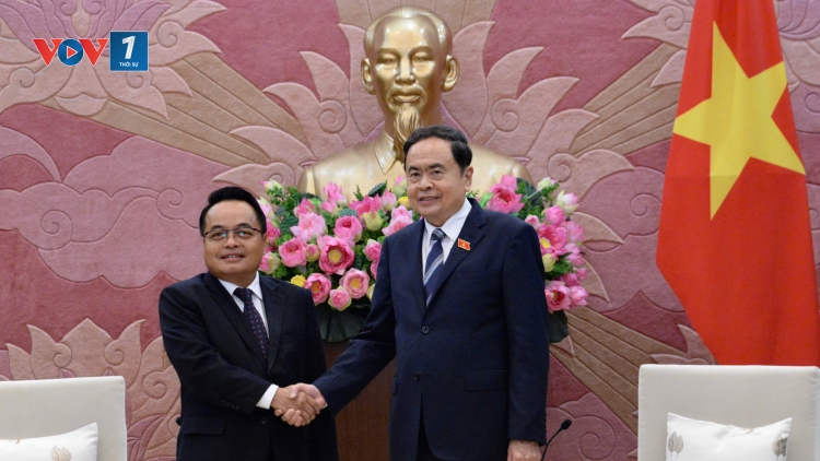 Chủ tịch Quốc hội Trần Thanh  Mẫn tiếp Chủ tịch Kiểm toán Nhà nước Lào