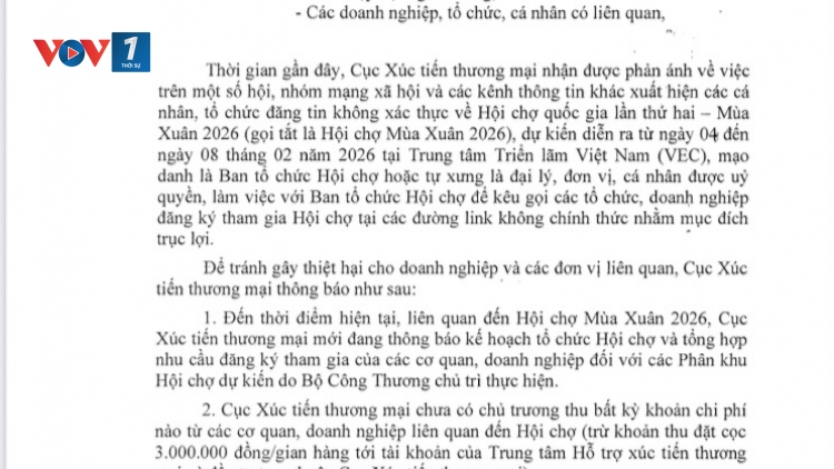 Cảnh báo thông tin không xác thực về Hội chợ quốc gia lần thứ hai- Mùa Xuân 2026