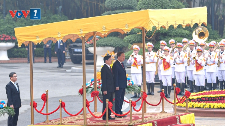 Tổng Bí thư Tô Lâm chủ trì lễ đón Tổng Bí thư, Chủ tịch nước Lào thăm cấp Nhà nước tới nước ta