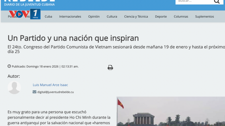 Tờ “Tuổi trẻ cách mạng” của Cuba đưa bài bình luận về Đại hội XIV