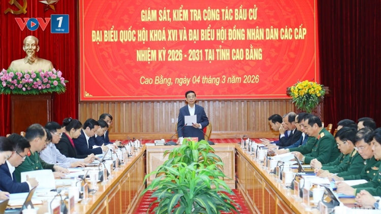 Đại tướng Phan Văn Giang kiểm tra công tác bầu cử tại tỉnh Cao Bằng