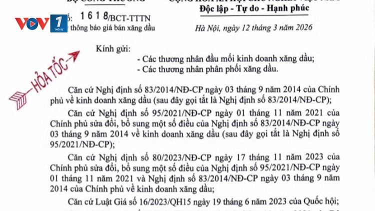 Tiếp tục chi mạnh QBO: Giá xăng E5 và dầu ma dút giảm, các mặt hàng dầu tăng từ 22h00 ngày 12/3/2026
