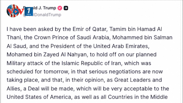 Mỹ hủy kế hoạch tấn công quân sự nhằm vào Iran, sau đề nghị của các nước vùng Vịnh