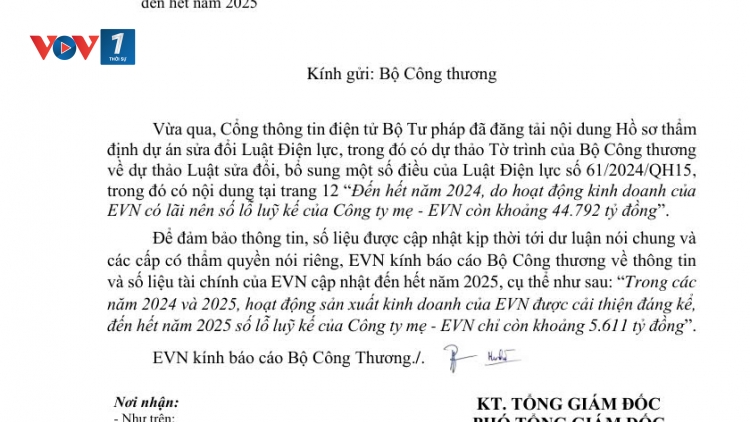 Số lỗ luỹ kế của Công ty mẹ - EVN chỉ còn khoảng 5.611 tỷ đồng chứ không phải 44.792 tỷ đồng