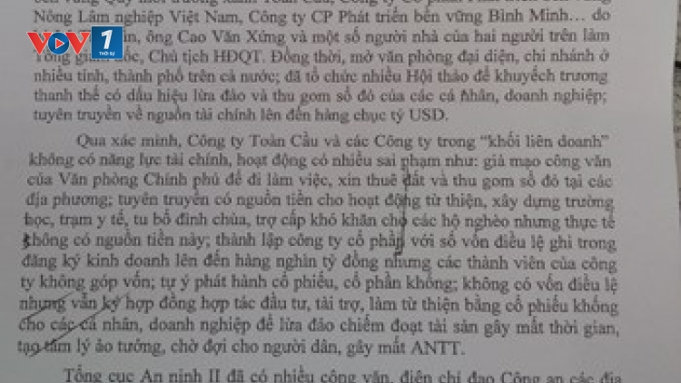Thời sự trưa ngày 13/02/2015: Bộ Công an cảnh báo các tỉnh, thành phố tăng cường tuyên truyền không để người dân, doanh nghiệp sập bẫy lừa đảo của Công ty Rừng Toàn Cầu và khối liên doanh