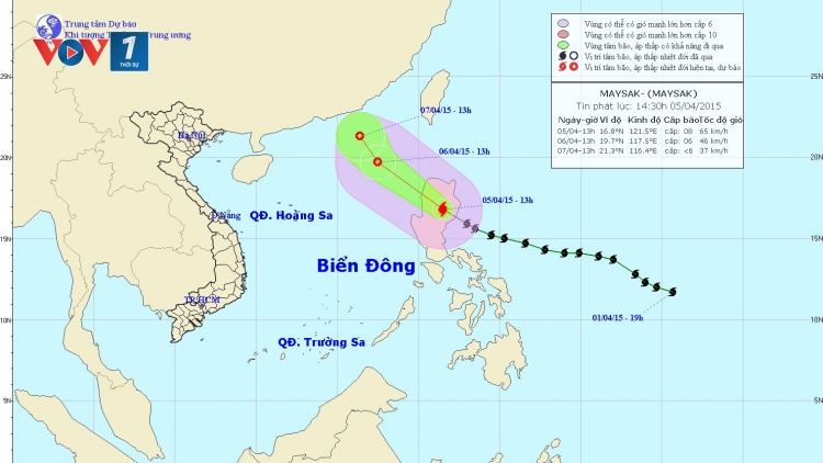 Thời sự chiều ngày 05/4/2015: Dự kiến, đêm nay bão MAYSAK sẽ đi vào biển Đông và trở thành cơ bão đầu tiên trong năm nay.