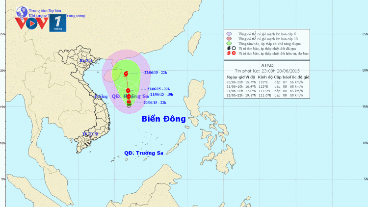 Thời sự chiều ngày 20/6/2015: Trong 24 giờ tới áp thấp nhiệt đới di chuyển chậm theo hướng bắc và có khả năng mạnh lên thành bão