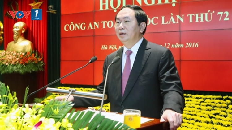 Chủ tịch nước Trần Đại Quang nói chuyện thân mật với các đại biểu dự Hội nghị Công an toàn quốc lần thứ 72. (Thời sự chiều 27/12/2016)