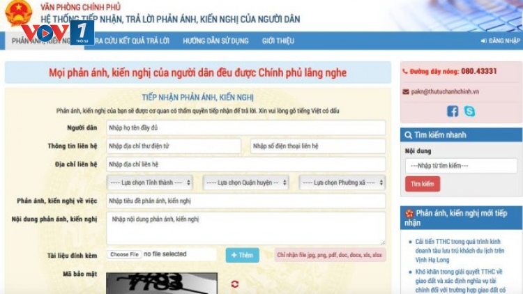 Hệ thống thông tin tương tác giữa Chính phủ với người dân chính thức được vận hành từ ngày hôm nay. (Thời sự trưa 04/4/2017)
