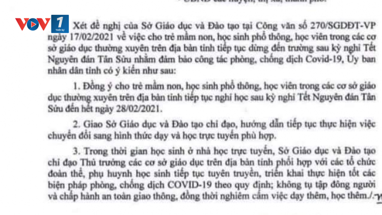 Đăk Lăk: điều tra công văn giả mạo cho học sinh nghỉ học phòng dịch Covid-19 (17/2/2021)