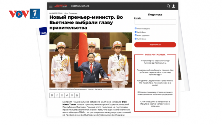 Báo chí Nga đưa tin đậm nét về nhân sự cấp cao của Việt Nam (08/04/2021)