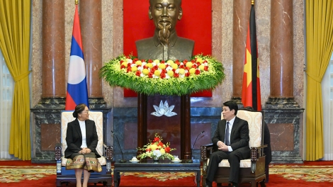 Chủ tịch nước Lương Cường tiếp Phó Chủ tịch nước Lào dự viếng nguyên Chủ tịch nước Trần Đức Lương   
