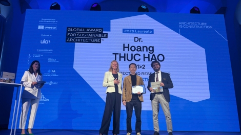 Một kiến trúc sư Việt Nam vinh dự nhận Giải thưởng Kiến trúc Bền vững Toàn cầu 2025 