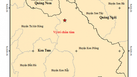Xảy ra 3 trận động đất tại Kon Tum và Quảng Nam